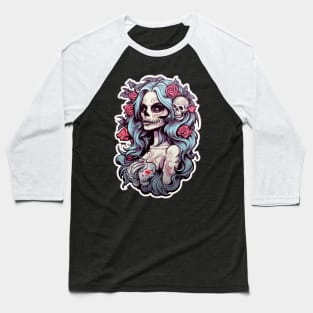 Muerta Calaca Calavera Day of the Dead Baseball T-Shirt